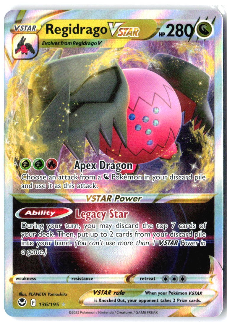Regidrago VSTAR 136/195 Holo VSTAR Rare Silver Tempest Pokemon Near Mint