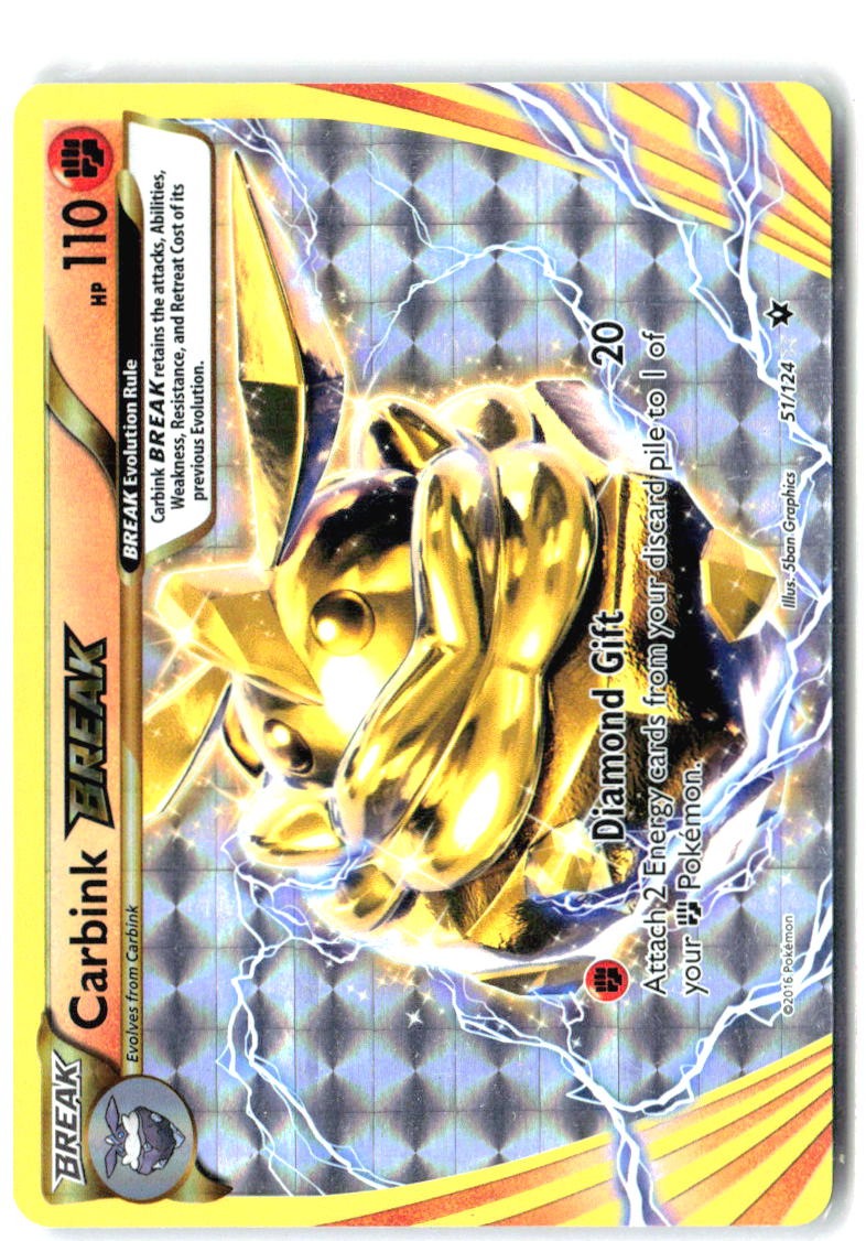 Carbink BREAK 51/124 BREAK Rare Fates Collide Pokemon Holo Near Mint