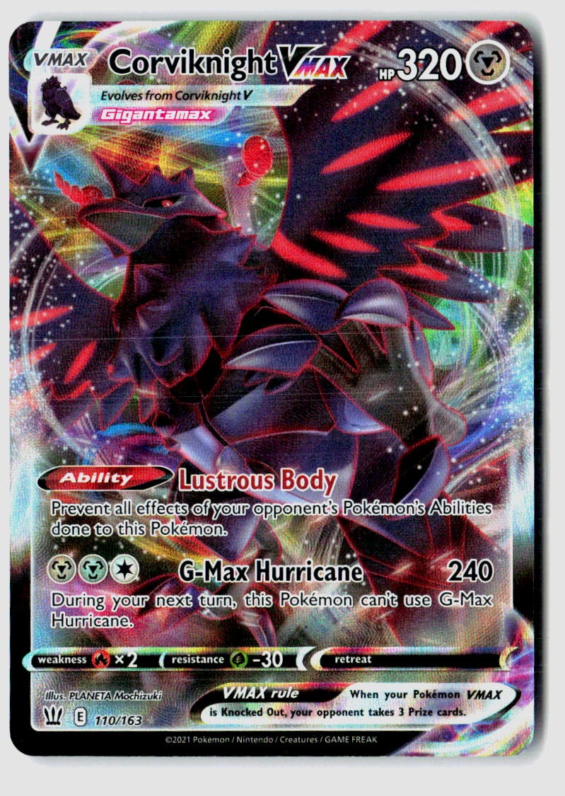 Corviknight VMAX 110/163 Holo VMAX Rare Battle Styles Pokemon Holo Near Mint