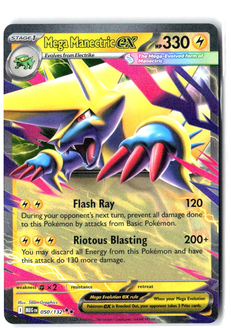 Mega Manectric ex 050/132 Double Rare Mega Evolution Pokemon Holo Near Mint