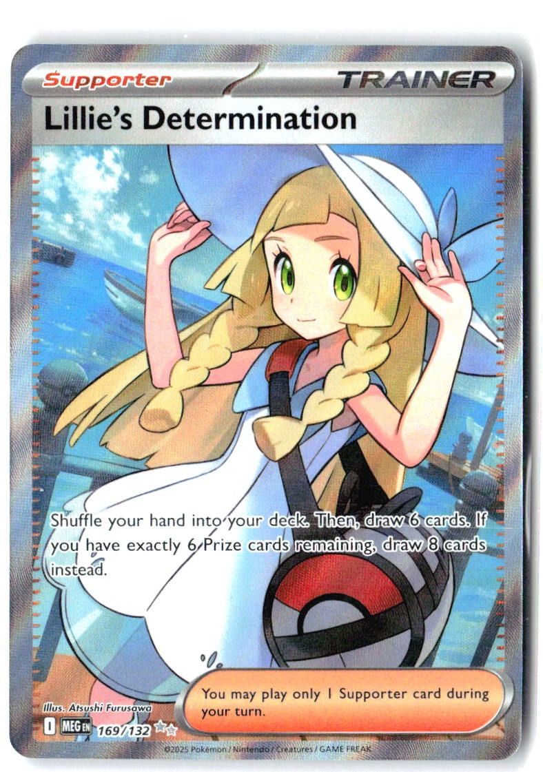 Lillie's Determination 169/132 Ultra Rare Mega Evolution Pokemon Holo Near Mint