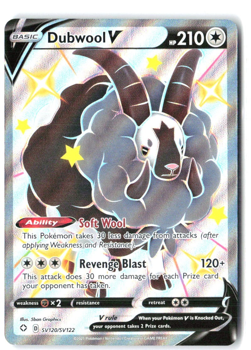 Dubwool V SV120/SV122 Holo V Rare Shining Fates Shiny Vault Pokemon Near Mint