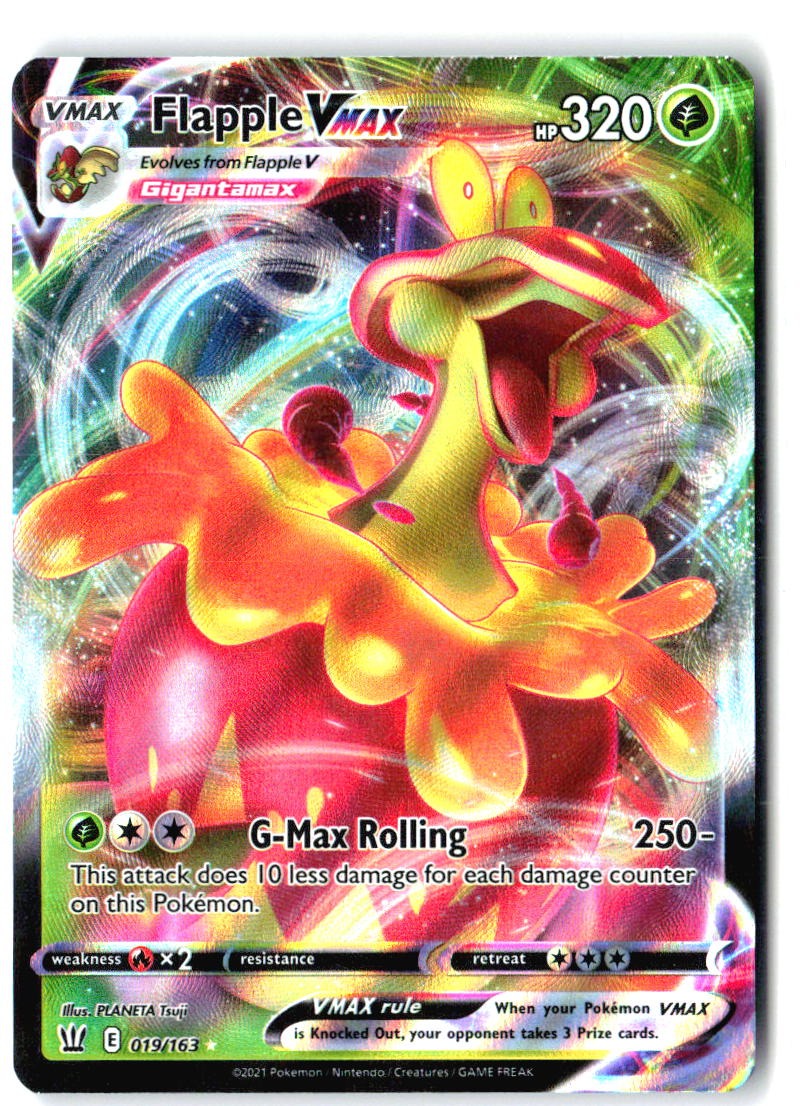Flapple VMAX 019/163 Holo VMAX Rare Battle Styles Pokemon Near Mint