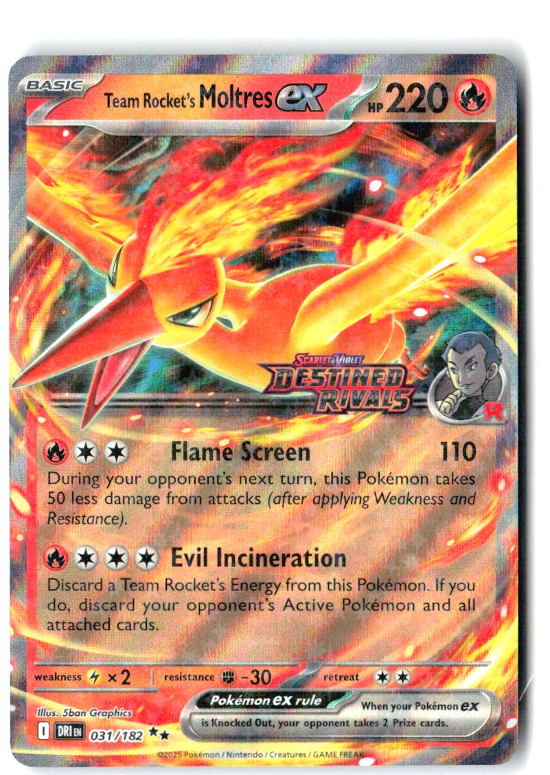 Team Rocket's Moltres ex (Destined Rivals Stamp) 031/182 Holo  Cards  Pokemon NM