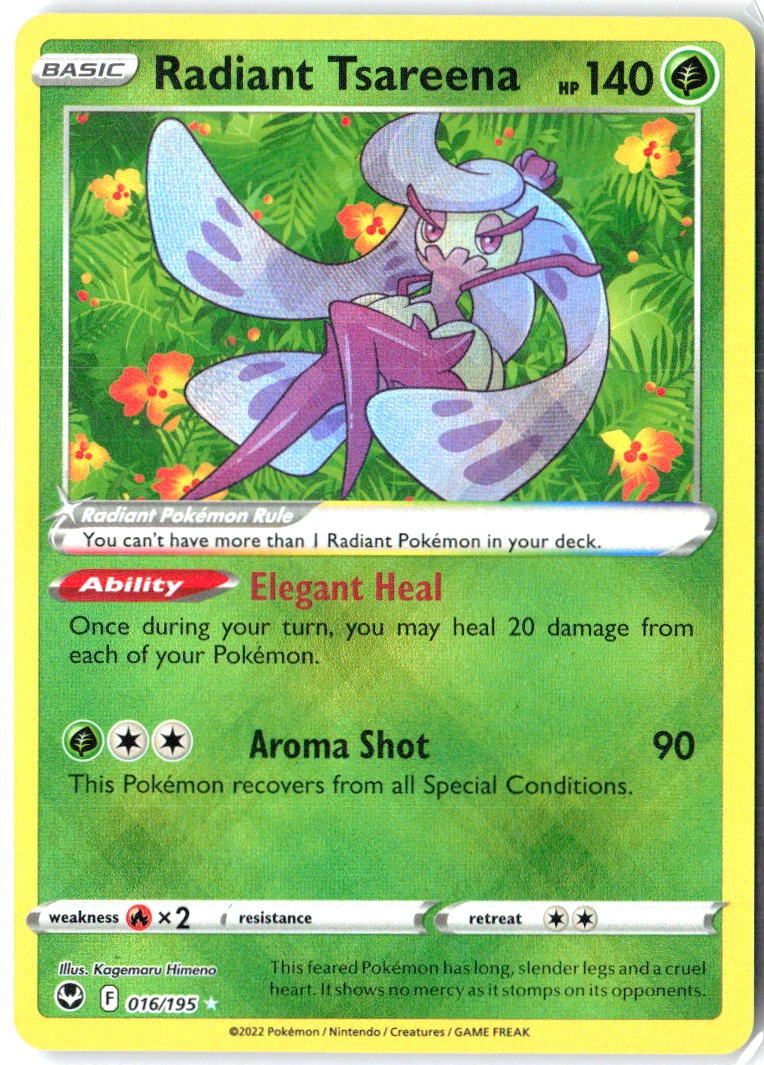Radiant Tsareena 016/195 Radiant Rare Silver Tempest Pokemon Holo Near Mint