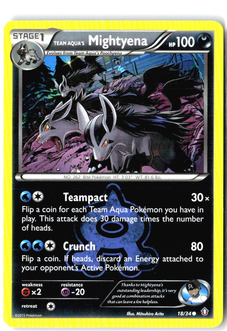 Team Aqua's Mightyena 18/34 Common Double Crisis Pokemon Near Mint