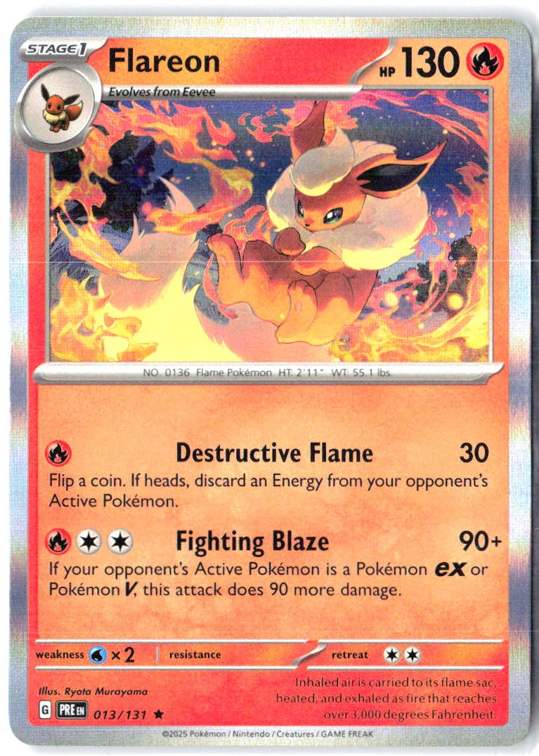 Flareon 013/131 Holo Rare Prismatic Evolutions Pokemon Near Mint