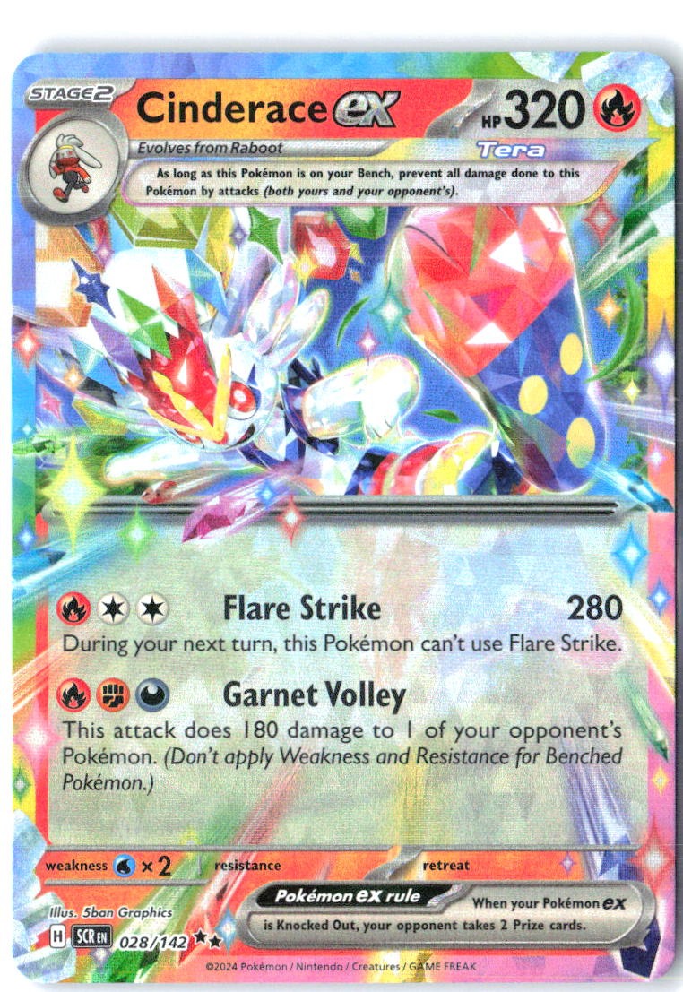 Cinderace ex 28/142 Double Rare Stellar Crown Pokemon Holo Near Mint