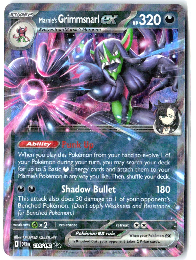 Marnie's Grimmsnarl ex 136/182 Double Rare Destined Rivals Pokemon Holo NM