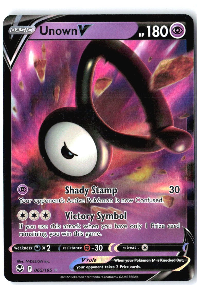 Unown V 065/195 Holo V Rare Silver Tempest Pokemon Near Mint