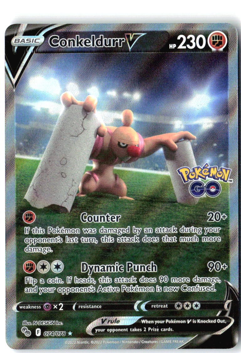 Conkeldurr V 074/078 Ultra Rare Pokemon GO Pokemon Holo Near Mint