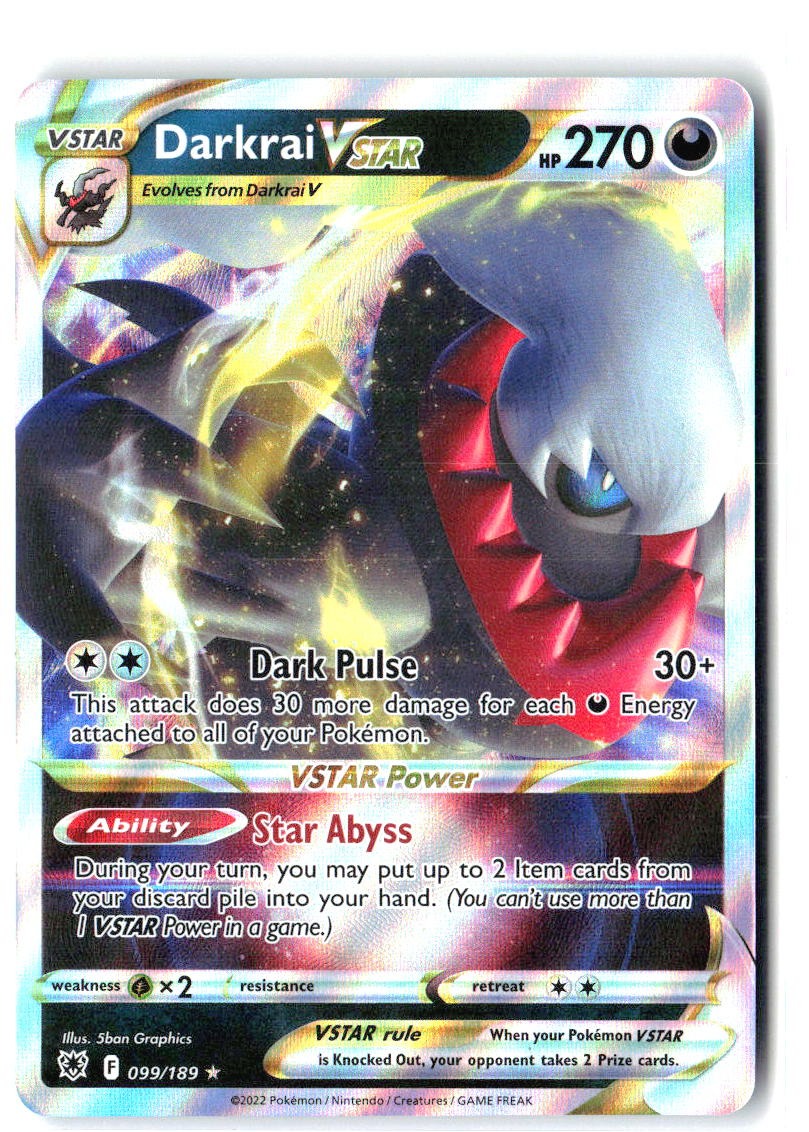 Darkrai VSTAR 099/189 Holo VSTAR Rare Astral Radiance Pokemon Near Mint