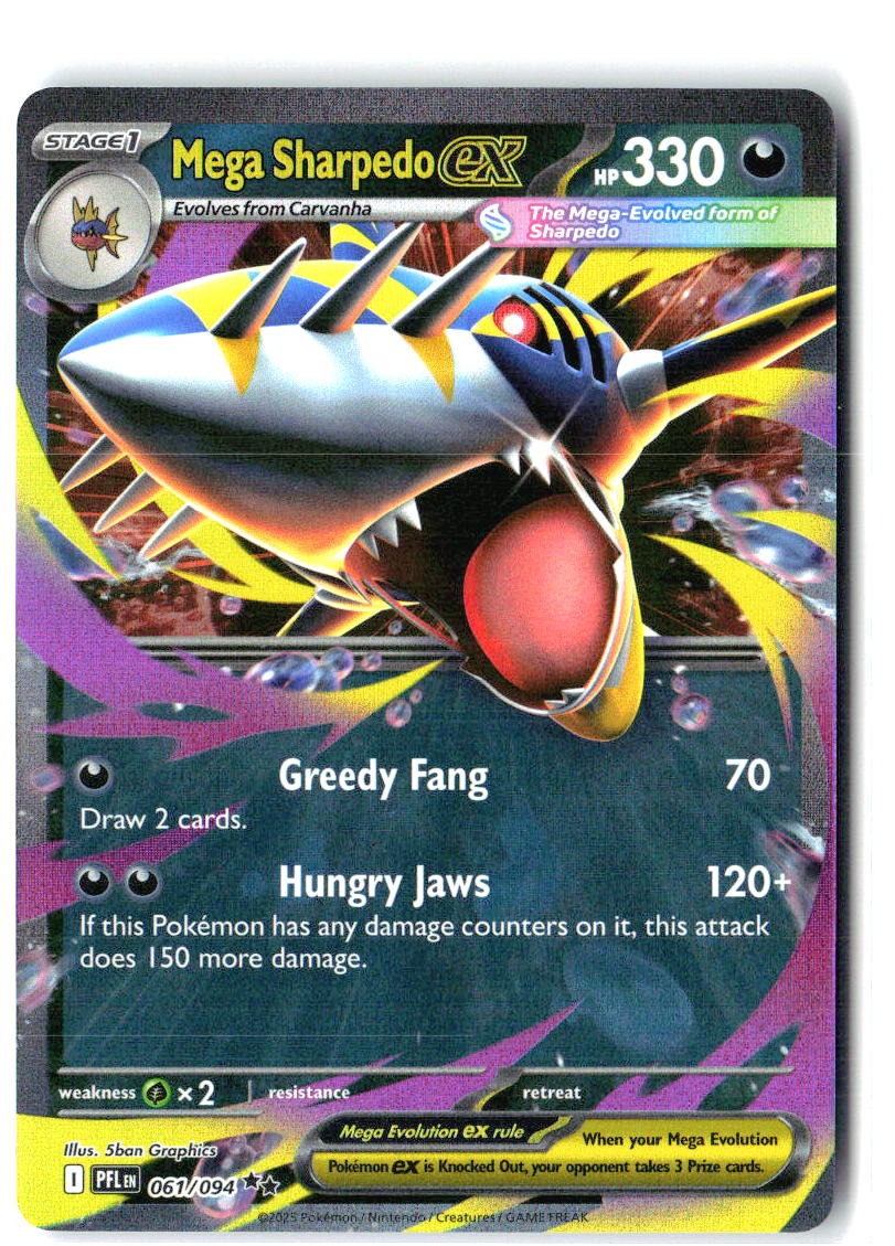 Mega Sharpedo ex 061/094 Double Rare Phantasmal Flames Pokemon Holo Near Mint