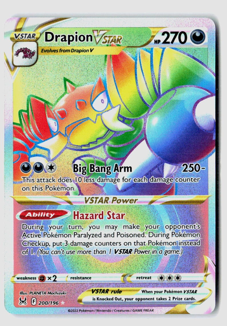 Drapion VSTAR 200/196 Rainbow Rare Lost Origin Pokemon Holo Near Mint