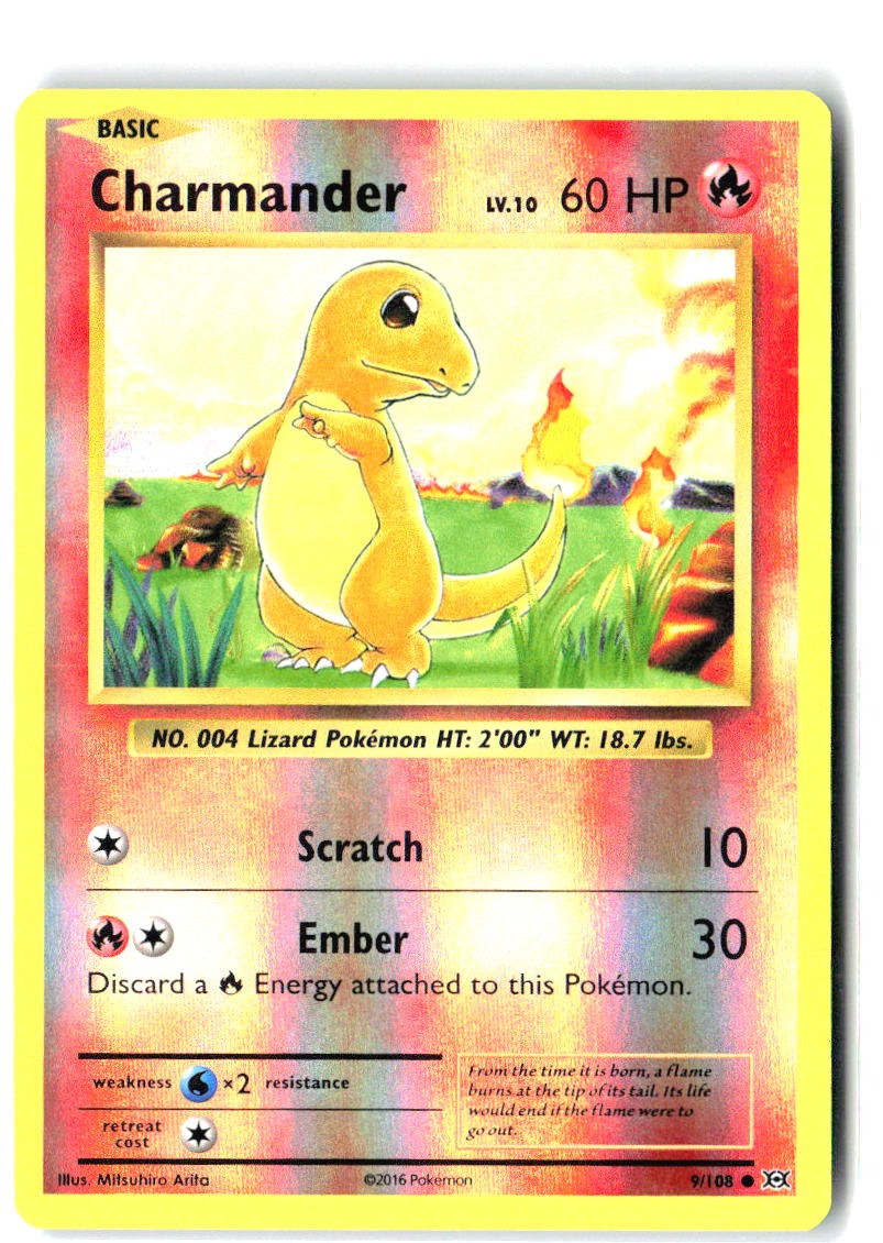 Charmander 9/108 Common Evolutions Pokemon Reverse Holo Near Mint