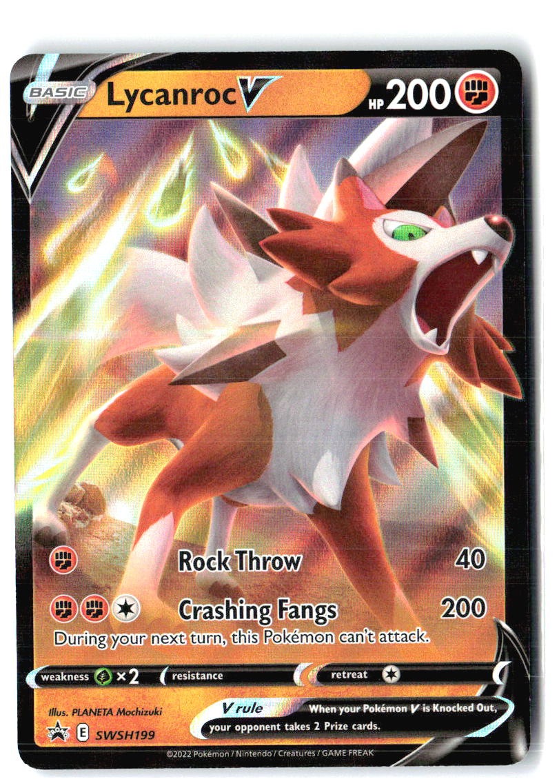 Lycanroc V SWSH199 Holo Promo Sword & Shield Promo Pokemon Near Mint