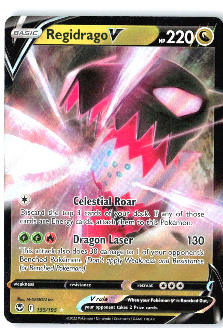 Regidrago V 135/195 Holo V Rare Silver Tempest Pokemon Near Mint
