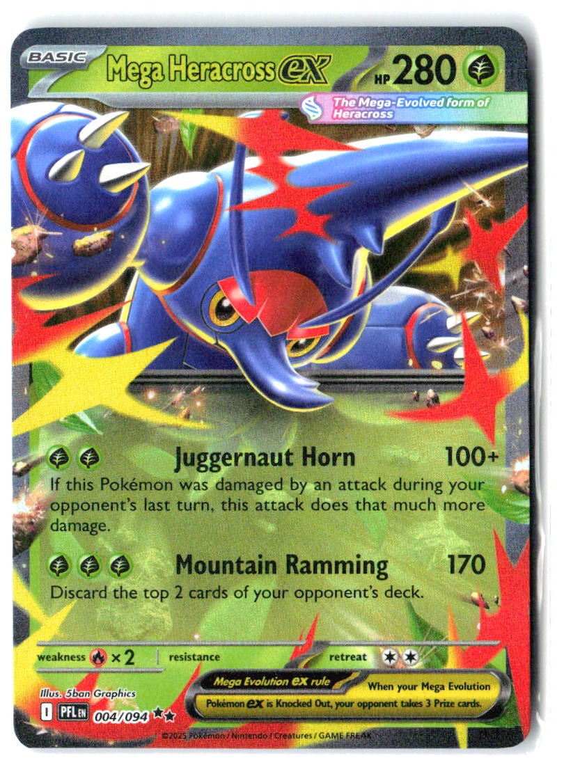 Mega Heracross ex 004/094 Double Rare Phantasmal Flames Pokemon Holo Near Mint