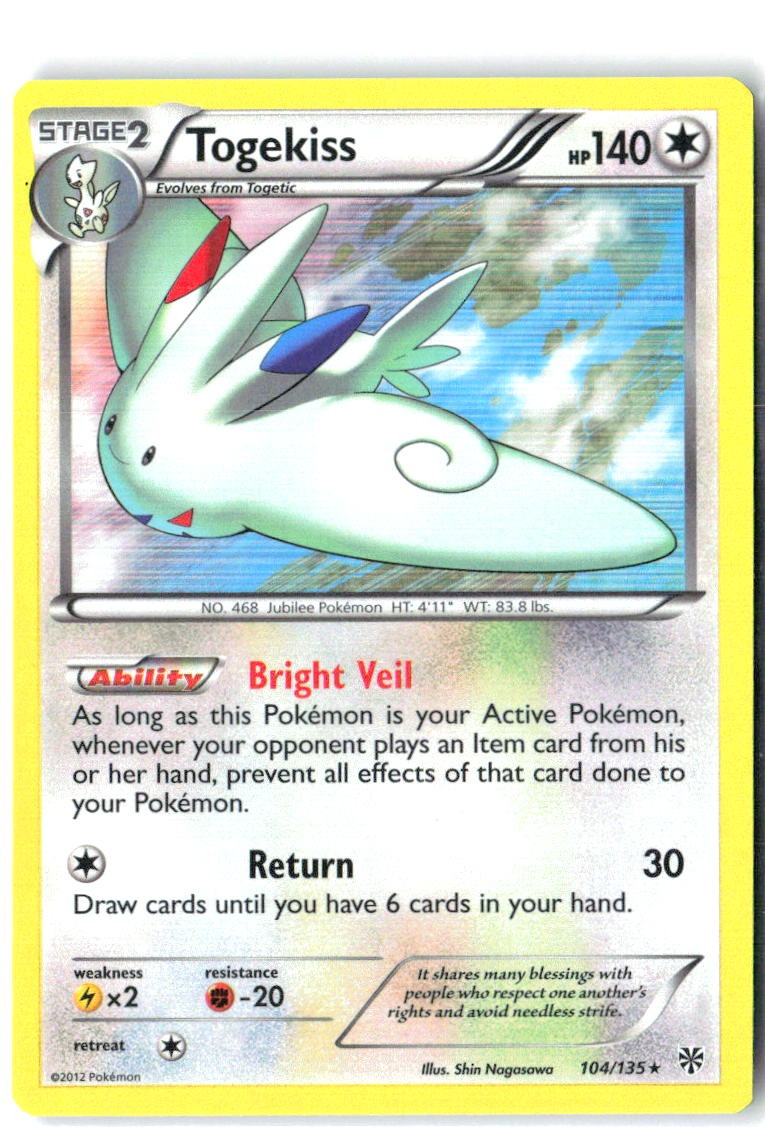 Togekiss 104/135 Holo Rare Plasma Storm Pokemon Near Mint