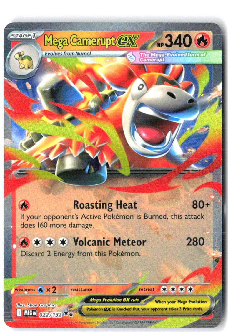 Mega Camerupt ex 022/132 Double Rare Mega Evolution Pokemon Holo Near Mint