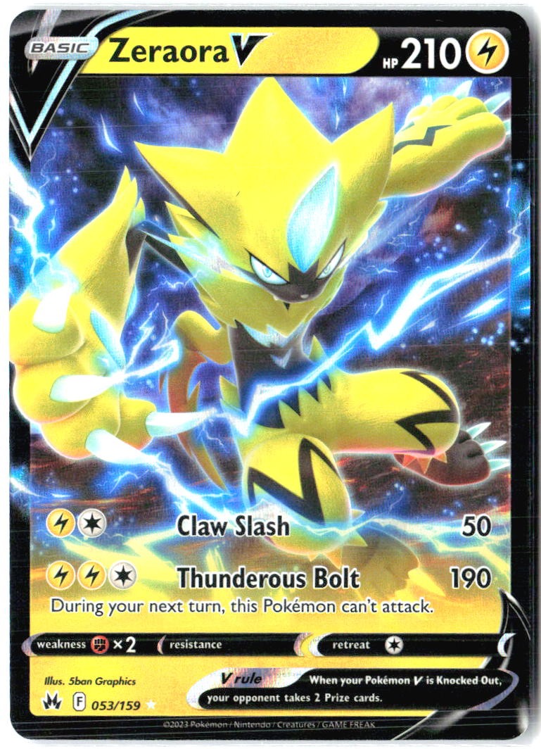 Zeraora V 053/159 Holo V Rare Crown Zenith Pokemon Near Mint