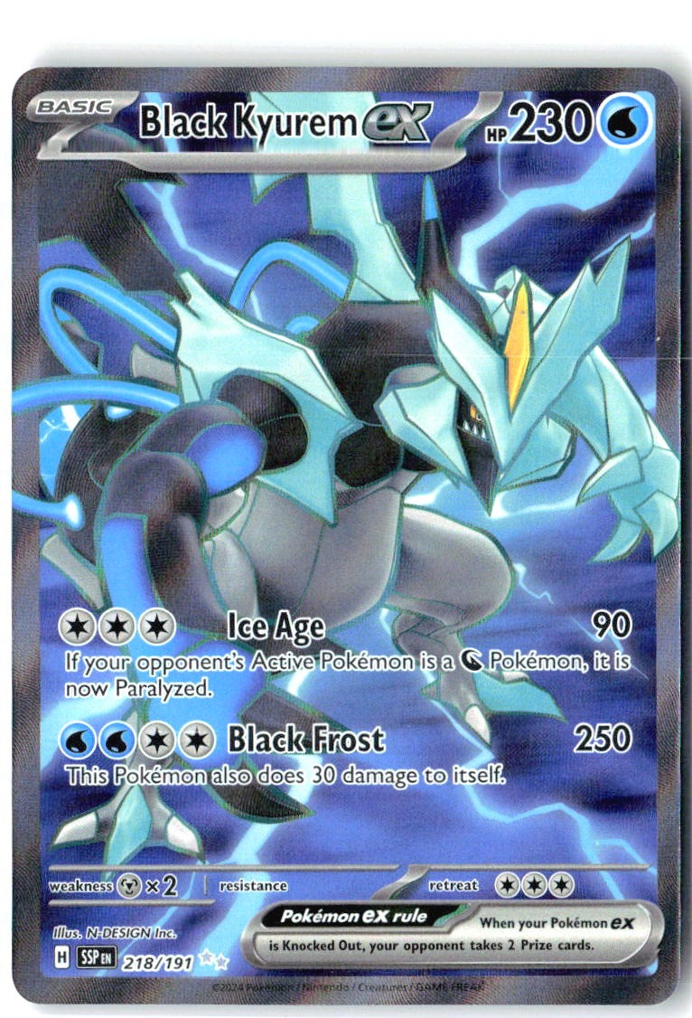 Black Kyurem ex 218/191 Ultra Rare Surging Sparks Pokemon Holo Near Mint