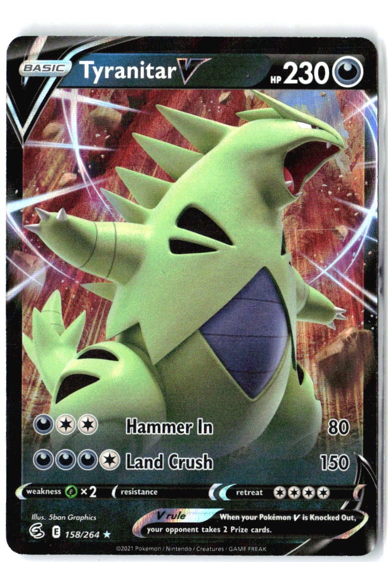 Tyranitar V 158/264 Holo V Rare Fusion Strike Pokemon Near Mint
