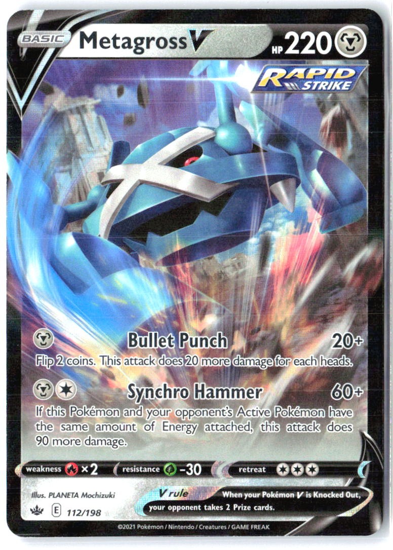 Metagross V 112/198 Holo V Rare Chilling Reign Pokemon Near Mint