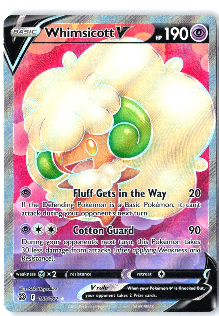 Whimsicott V 160/172 Ultra Rare Brilliant Stars Pokemon Holo Near Mint
