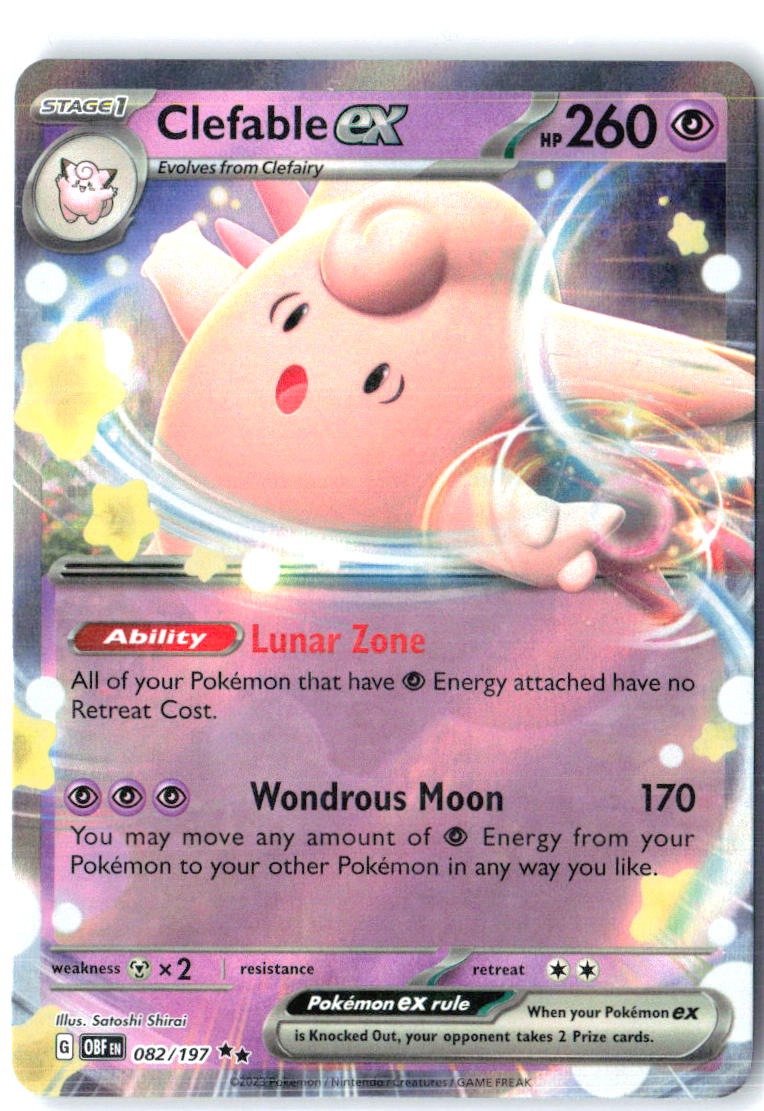 Clefable ex 082/197 Double Rare Obsidian Flames Pokemon Holo Near Mint