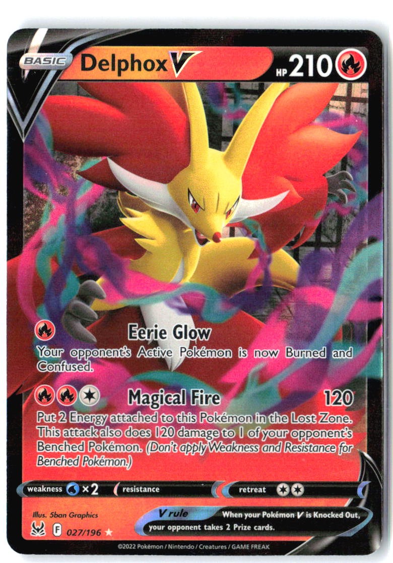 Delphox V 027/196 Holo V Rare Lost Origin Pokemon Near Mint