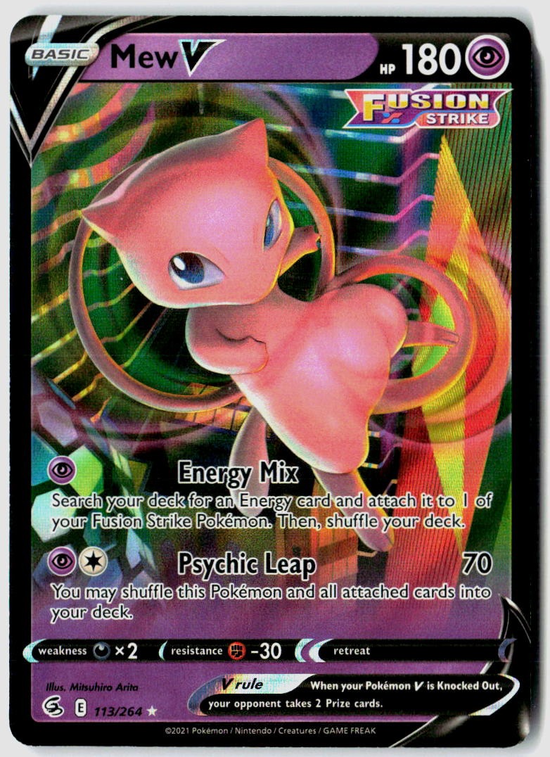 Mew V 113/264 Holo V Rare Fusion Strike Pokemon Holo Near Mint