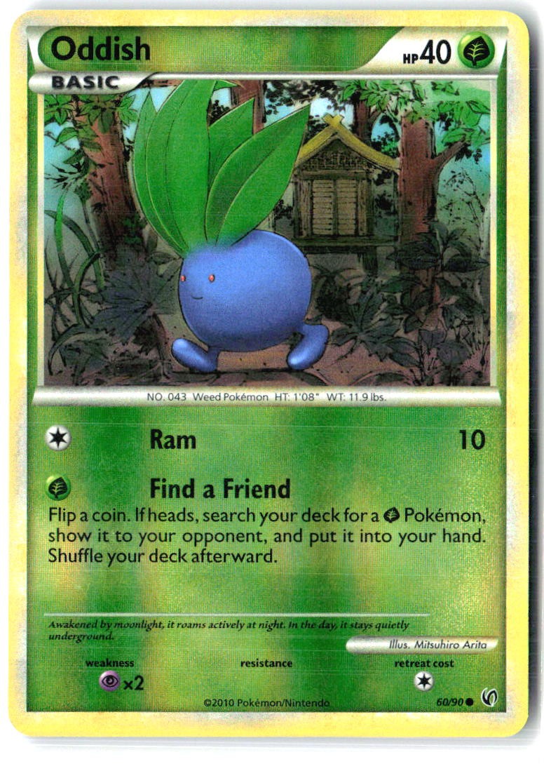 Oddish 60/90 Common HGSS Undaunted Pokemon Reverse Holo Lightly Played