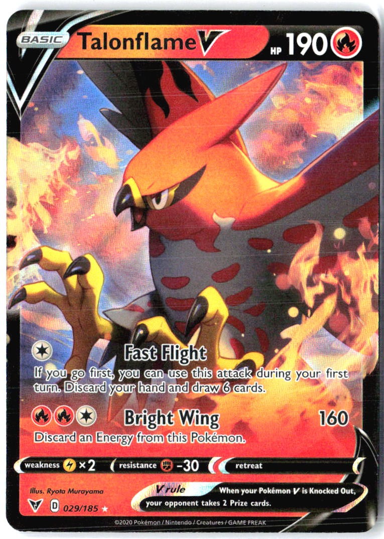 Talonflame V 029/185 Holo V Rare Vivid Voltage Pokemon Near Mint