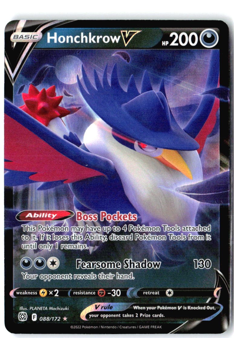 Honchkrow V 088/172 Holo V Rare Brilliant Stars Pokemon Near Mint