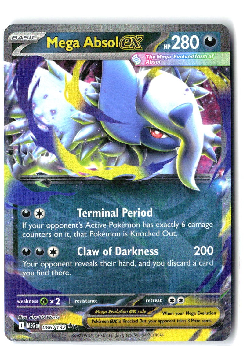 Mega Absol ex 086/132 Double Rare Mega Evolution Pokemon Holo Near Mint