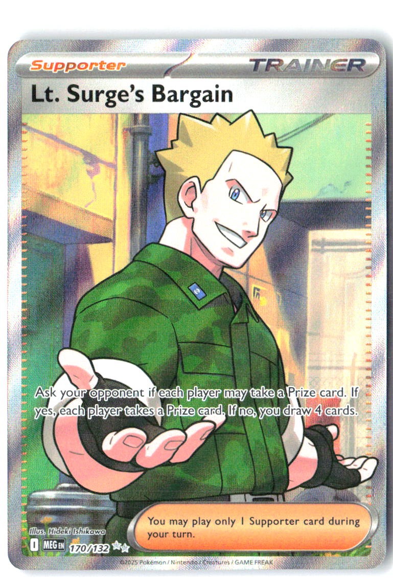 Lt. Surge's Bargain 170/132 Ultra Rare Mega Evolution Pokemon Holo Near Mint