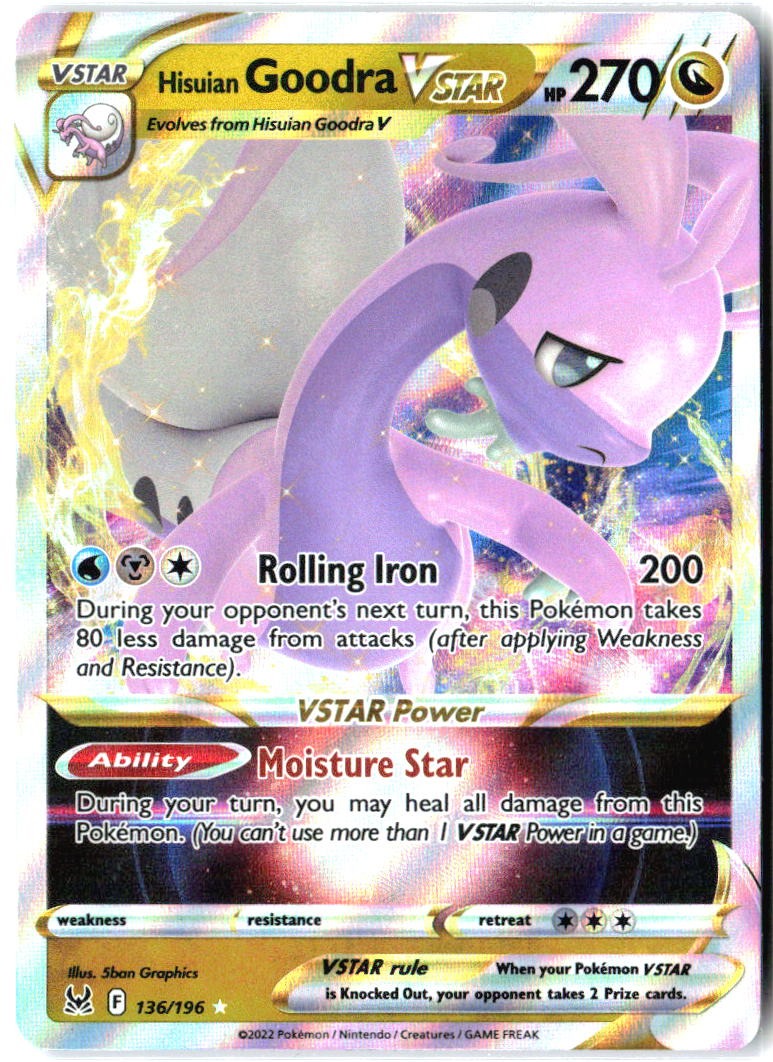 Hisuian Goodra VSTAR 136/196 Holo VSTAR Rare Lost Origin Pokemon Near Mint