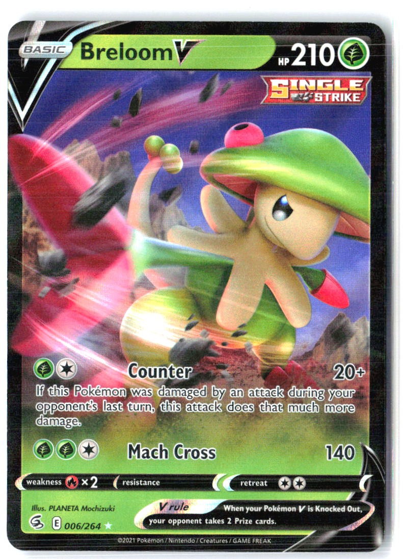 Breloom V 006/264 Holo V Rare Fusion Strike Pokemon Near Mint