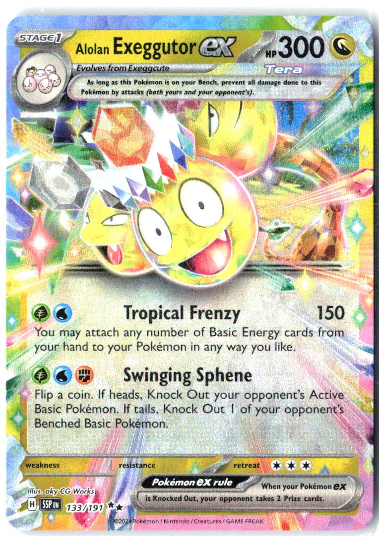 Alolan Exeggutor ex 133/191 Double Rare Surging Sparks Pokemon Holo Near Mint