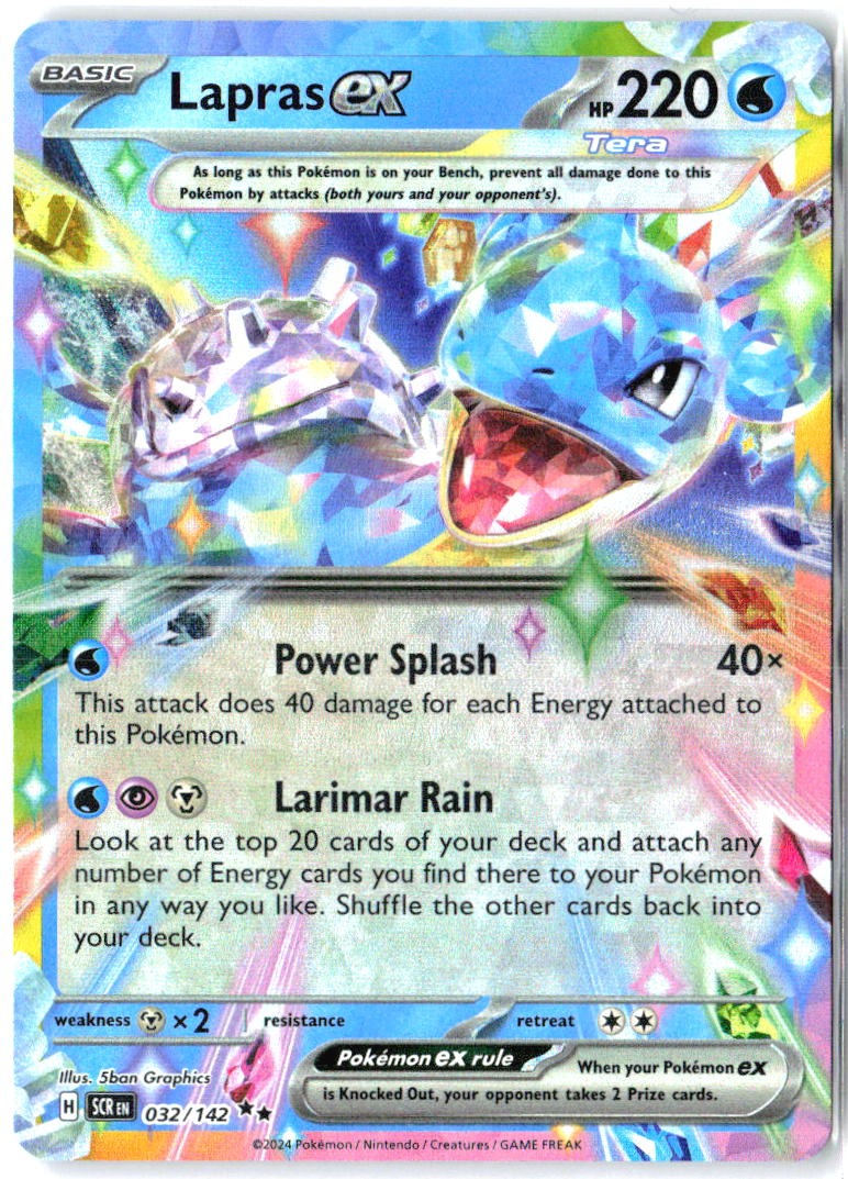 Lapras ex 32/142 Double Rare Stellar Crown Pokemon Holo Near Mint