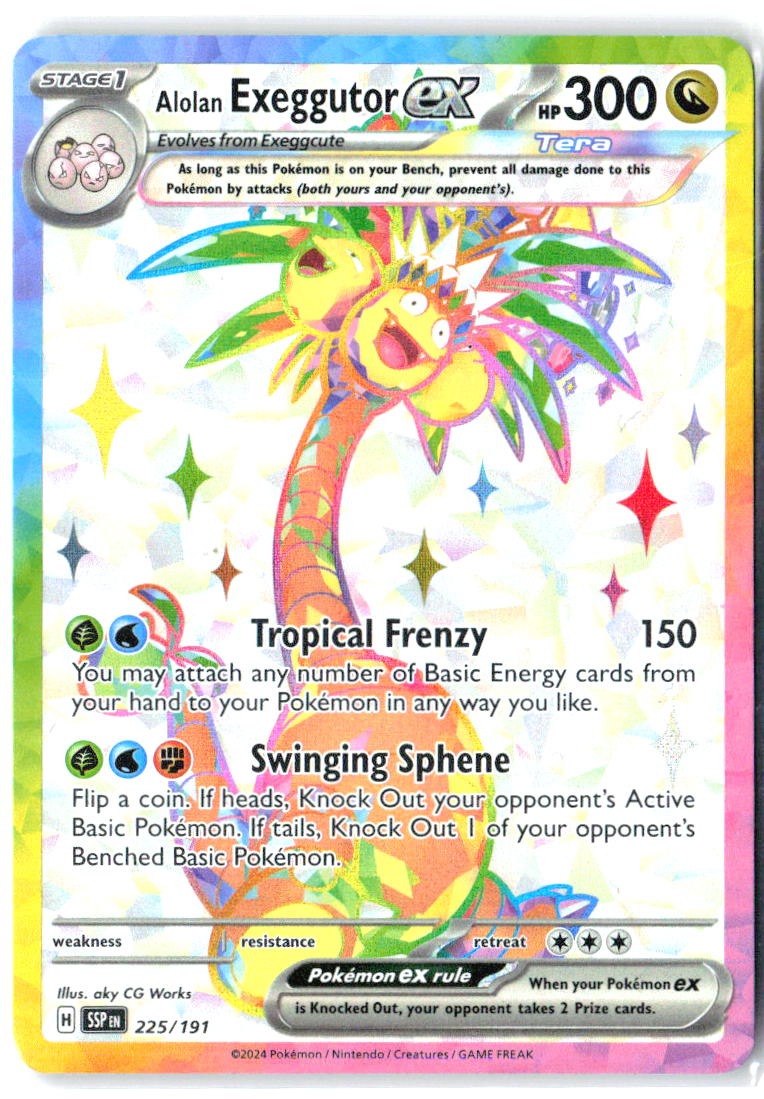 Alolan Exeggutor ex 225/191 Ultra Rare Surging Sparks Pokemon Holo Near Mint