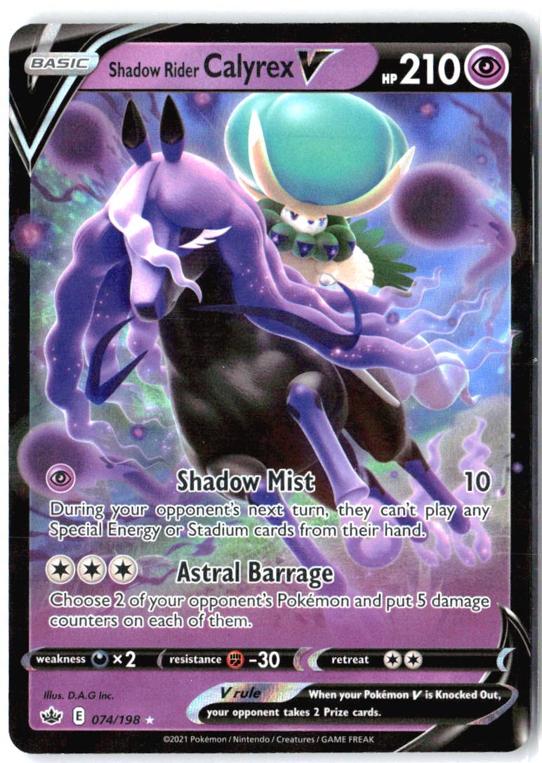 Shadow Rider Calyrex V 074/198 Holo V Rare Chilling Reign Pokemon Near Mint