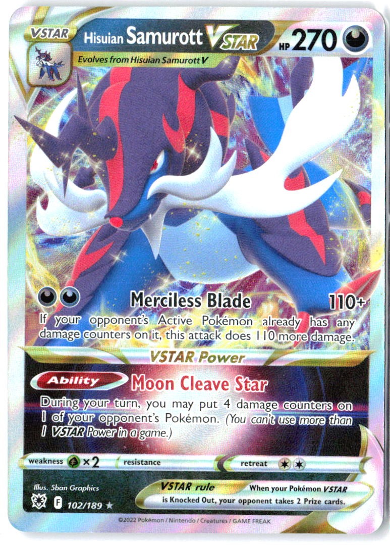 Hisuian Samurott VSTAR 102/189 Holo VSTAR Rare Astral Radiance Pokemon Near Mint