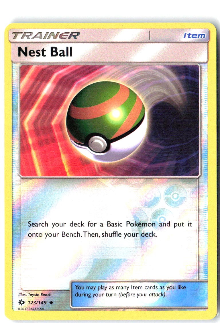 Nest Ball 123/149 Uncommon SM Base Set Pokemon Reverse Holo Near Mint